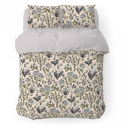 Постельное белье, комплект 1,5 спальный "Сон-трава", 4 предмета: пододеяльник на пуговицах 145х215см, простыня 150х220см, 2 наволочки 70х70см, поплин 115г/м2, хлопок 100%, упаковка "классическая" ПВХ 32х41см, "Домашняя мода" (Россия)