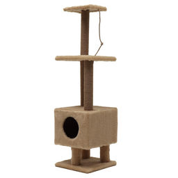 Комплекс для кошек с когтеточкой, с домиком и 2 полками, 37 х 37 х 120 см, бежевый - Simaland фото 12