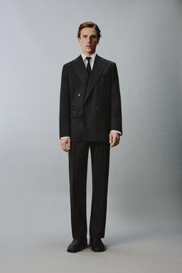 PANTAL?N PLIEGUES TRAJE 100% LANA / Negro