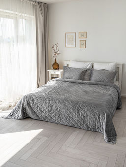 Покрывало велюр 260x260 серый велюр