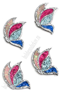 Лазерная вырубка из кожзама "Бабочка микс №4" 4*4,9 см (10 шт) несклеенная