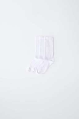 PACK TRES CALCETINES LARGOS LISOS / Blanco