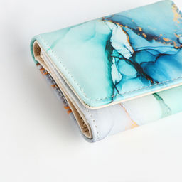 Кошелёк женский на кнопке, 10×1.5×8 см, с принтом, зелёный/бирюзовый