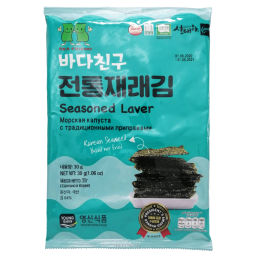 Морская капуста обжаренная хрустящая Морской друг (6 листов), Корея, 30 г Акция