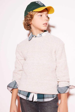 Свитер с круглым вырезом для мальчика - Defacto фото 2