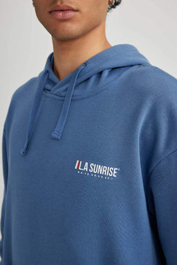 Толстовка свободного кроя с капюшоном и принтом - Defacto фото 5