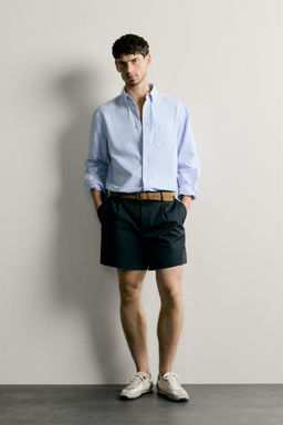 CAMISA REGULAR FIT ESTRUCTURA OXFORD / Celeste