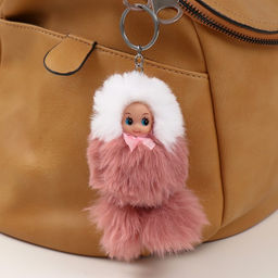 Цена за 12 шт. Брелок для ключей на кольце Пушистик. Малышка в шубке, на сумку, рюкзак, , 11 см, МИКС
