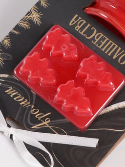 Набор: аромалампа для эфирных масел, мелтсы из воска ароматические Ёлочка, красная, 7.5?7.5?8 см