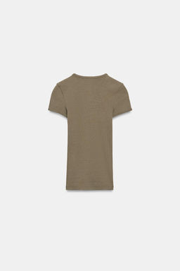 CAMISETA RIB / Verde gris - Zara фото 5