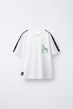 SPORTY T-SHIRT WITH SLOGAN AND STRIPES