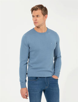 Mavi Slim Fit Bisiklet Yaka Basic Triko Kazak