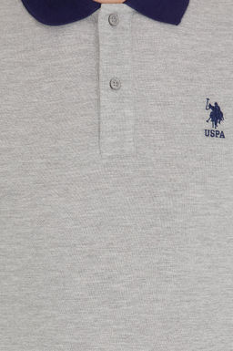 U. S. Polo Assn Мужская серая меланжевая футболка с воротником-поло - U.s. polo assn фото 6