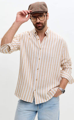 Рубашка д/р лен F611-0483 beige stripes - Fine joyce фото 2