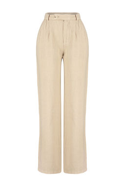Gul Kurusu %100 Keten Pileli Yuksek Bel Wide Leg Pantolon TWOSS24JE00245 - Trendyolmilla фото 25