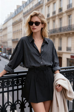 TRENDYOLMILLA Siyah Pilili Mini Dokuma Etek Gorunumlu Sort TWOAW25SR00035  фото 6