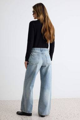 A__k Mavi %100 Pamuk Y_ksek Bel Bilek Boy Wide Leg Jeans TWOAW27JE00094 - Trendyolmilla фото 4