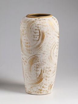 Ваза «Сэнс», 28.5×13 см, керамика, бело-золотая