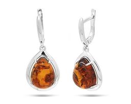 Серьги из серебра янтарь, СП35