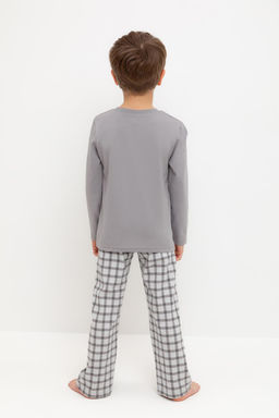 К 1600/холодный серый,клетка пижама для мал