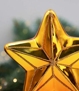 Елочное украшение Верхушка Звезда ЗОЛОТАЯ (стекло) 17см - Коломеев фото 3