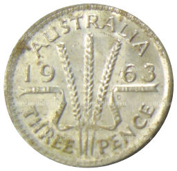 Монета 3 пенса 1963 года Австралия