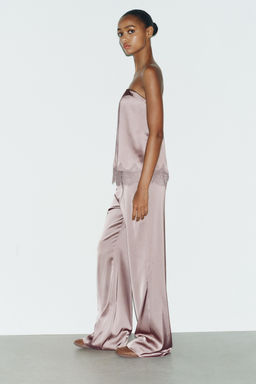 SATIN TOP WITH LACE TRIM - Zara фото 3