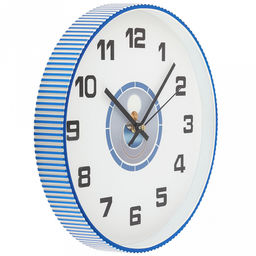 Часы настенные Абстракция д29,8см, h4,2см, мягкий ход, циферблат с рисунком, белый; цифры арабские, черный; корпус пластик, рефленый, белый/синий глянцевый; в коробке (Китай) - Домашняя мода фото 2