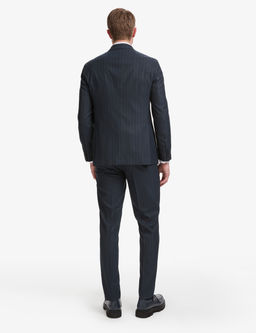 Lacivert Extra Slim Fit _izgili Kruvaze Tak_m Elbise