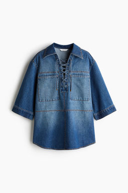 Camisa denim con detalle de cord?n