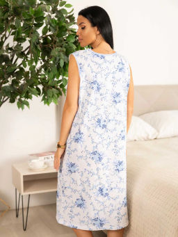 Ночная сорочка женская, цвет белый голубой