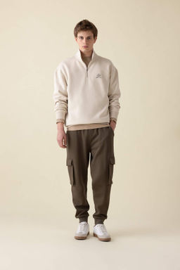 Regular Fit Jogger Esofman Alt? Kargo Cepli Basic Duz Beli Bagc?kl? Lastikli Paca - Defacto фото 8