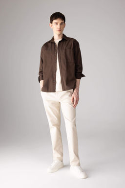 Gabardin Chino Kanvas Pantolon Regular Fit Fermuar Cepli Duz Paca - Defacto фото 13