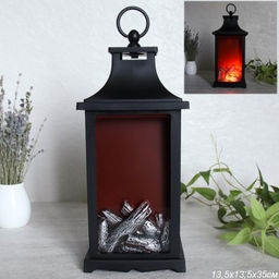Светильник фонарь настольный Камин 13x13x30 см / YR1168 /уп 24/черный от батареек - Галеонтрейд фото 7