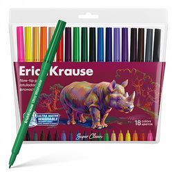 АКЦИЯ Цена за 12 шт. Фломастеры ErichKrause Safari Ultra Washable 18 цветов (в футляре с европодвесом 18 шт)