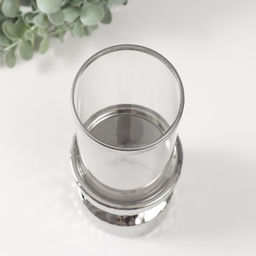 Подсвечник на 1 свечу «Омут», керамика, стекло, d=8 см, серебро, 9.5×9.5×26 см