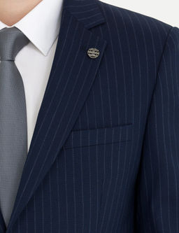 Lacivert Ekstra Slim Fit _izgili Tak_m Elbise