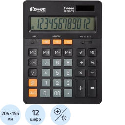Калькулятор настольный ПОЛНОРАЗМ. КОМУС EM444, 12-р,дв.пит,204x155мм,черн