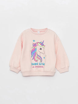 Bisiklet Yaka Uzun Kollu Bask?l? K?z Bebek Sweatshirt