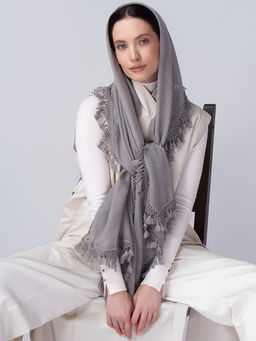 Большой, мягкий, тонкий и очень нежный двусторонний палантин с рисунком. - Tantino фото 14