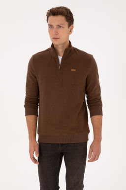 Erkek Regular Fit Yar_m Fermuarl_ Kahverengi Basic Sweatshirt - U.s. polo assn фото 10