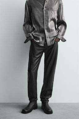 LEATHER SLIM FIT TROUSERS - Zara фото 2