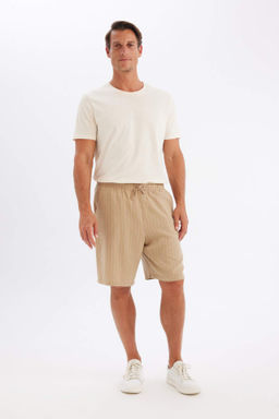 Relax Fit Keten Kar?s?ml? Bermuda Sort - Defacto фото 2
