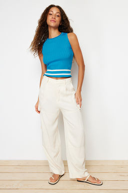 Mavi Basic Renk Bloklu Triko Triko Ince Bluz TWOSS23BZ00668 - Trendyolmilla фото 3