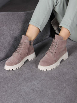 Ботинки 228.V.1541be. Капучино замша/Байка