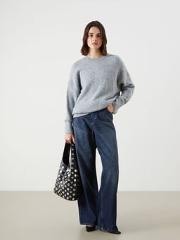 Bisiklet Yaka Oversize Kad?n Triko Kazak