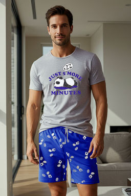 Trendyolmilla Man Gri Slim Fit Fit Panda Bask? Sortlu Orme Pijama Tak?m? TMNSS25PT00063