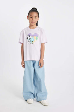 Футболка Snoopy Relax Fit с короткими рукавами для девочек - Defacto фото 2