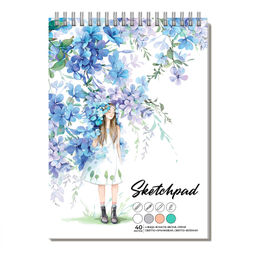 Альбом для рисования (Скетчпад) А5 40 л, 4 вида бумаг, арт. 67741 НЕЖНЫЕ ЦВЕТЫ/ блок - белый офсет,