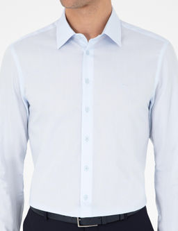 Голубая зауженная рубашка с длинным рукавом - Cacharel фото 6